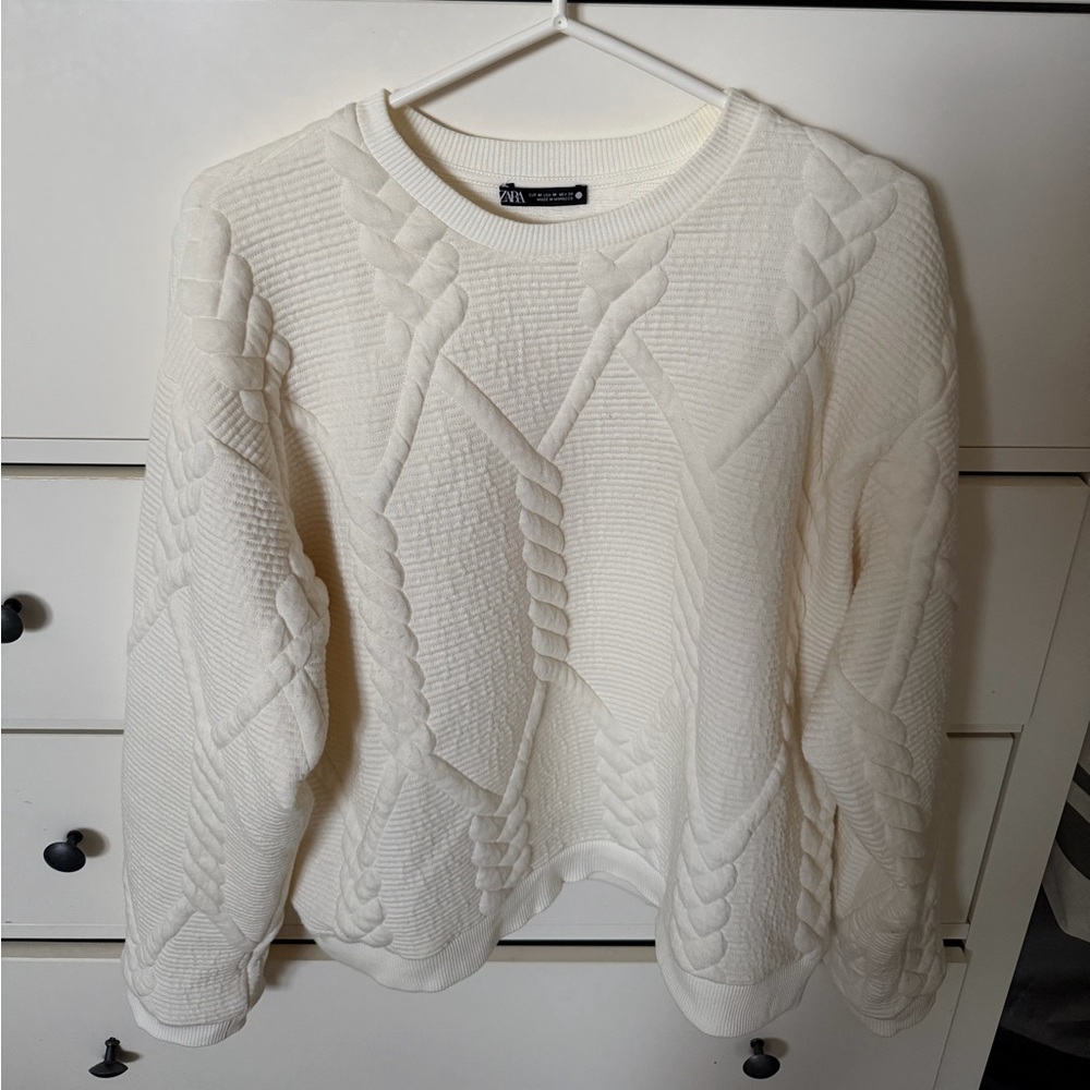 Zara Cream Cable Knit Sweater